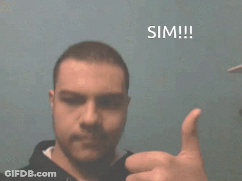 A Man Giving A Thumbs Up In Front Of A Blue Background That Says Sim !!! GIF