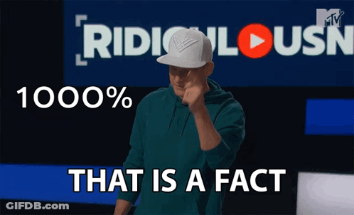 A Man Giving A Thumbs Up In Front Of A Sign That Says Ridiculous GIF