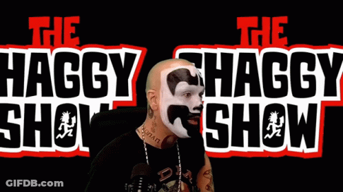 A Man Giving The Middle Finger In Front Of The Aggy Chaggy Show Logo GIF