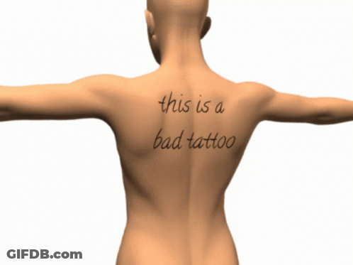 A Man Has A Bad Tattoo On His Back GIF
