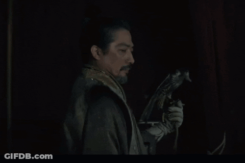 A Man Holding A Bird With The Words " What Is It You Want " Above Him GIF