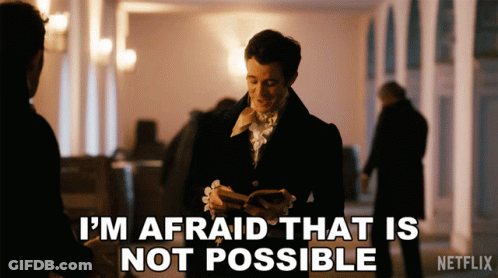 A Man Holding A Book With The Words " I 'M Afraid That Is Not Possible " Below Him GIF
