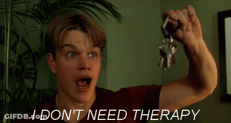A Man Holding A Bunch Of Keys With The Words I Do N't Need Therapy Behind Him GIF