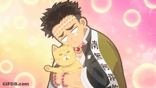 A Man Holding A Cat With Chinese Writing On His Shirt GIF