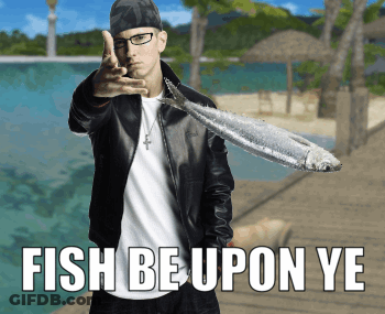 A Man Holding A Fish With The Words Fish Be Upon Ye GIF