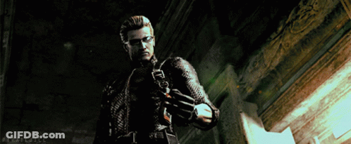 A Man Holding A Gun In Front Of A Wall With The Words " Piratedill " On The Bottom GIF