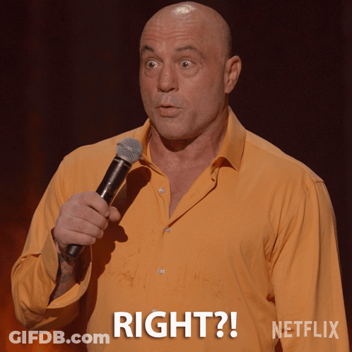 A Man Holding A Microphone With The Words Right Written On His Shirt GIF