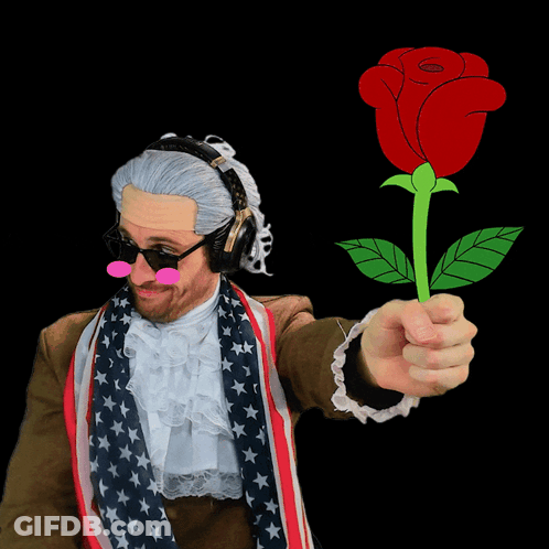 A Man Holding A Red Rose With A Green Stem And Leaves GIF