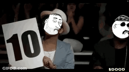 A Man Holding A Sign That Says 10 On It GIF