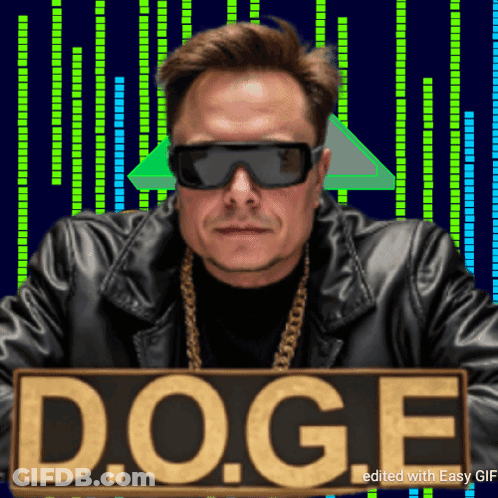 A Man Holding A Sign That Says D.o.g.e GIF