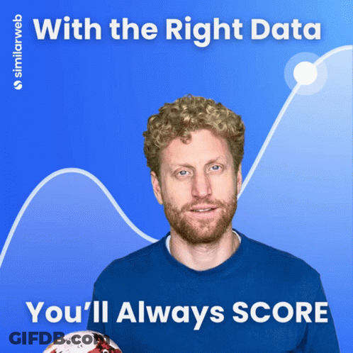 A Man Holding A Soccer Ball With The Words With The Right Data You 'Ll Always Score GIF