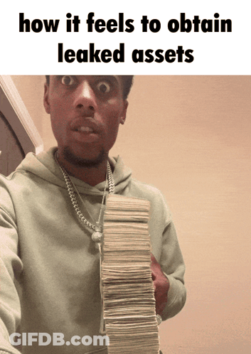 A Man Holding A Stack Of Money With A Caption That Reads How It Feels To Obtain Leaked Assets GIF