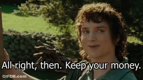 Man Holding Stick Says Keep Your Money GIF