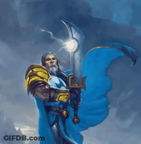 A Man Holding A Sword And A Speech Bubble That Says Well Met GIF