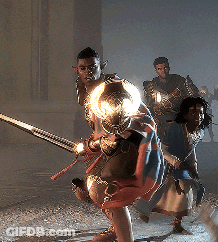A Man Holding A Sword In A Video Game GIF