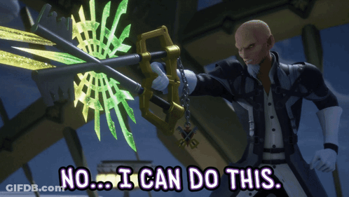 A Man Holding A Sword With The Words " No ... I Can Do This " Behind Him GIF