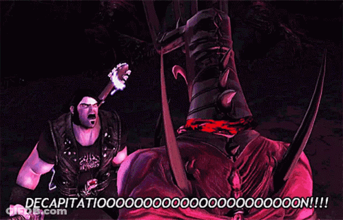 A Man Holding A Torch With The Words Decapitatiooooooooooo On The Bottom GIF