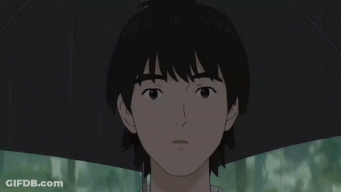 A Man Holding An Umbrella With The Words Mm-Hmm Above Him GIF