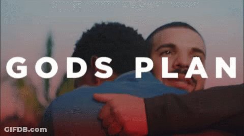 A Man Hugging Another Man With The Words Gods Plan Written Above Him GIF