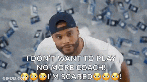 A Man In A Baseball Cap Is Saying I Don 'T Want To Play No More Coach I 'M Scared . GIF