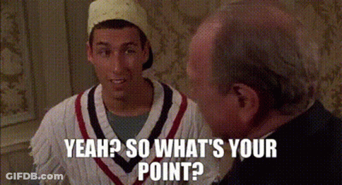 A Man In A Baseball Cap Is Talking To Another Man In A Sweater . GIF