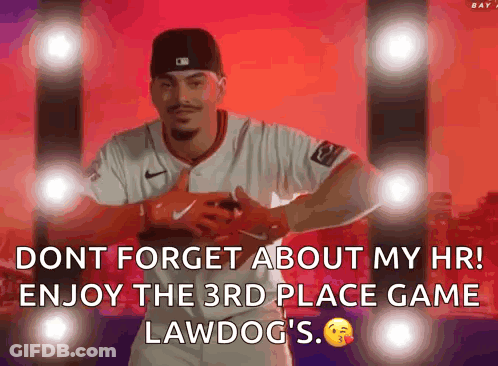 A Man In A Baseball Uniform Is Giving A Thumbs Up And Says Dont Forget About My Hr GIF