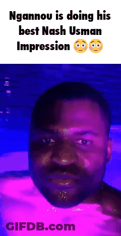 A Man In A Bathtub With The Caption Ngannou Is Doing His Best Nash Usman Impression .. GIF