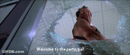A Man In A Bathtub With The Words Welcome To The Party Pal Written On The Bottom GIF