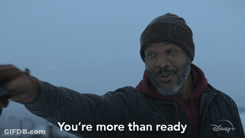 A Man In A Beanie Says " You 'Re More Than Ready " In Front Of A Disney + Logo GIF