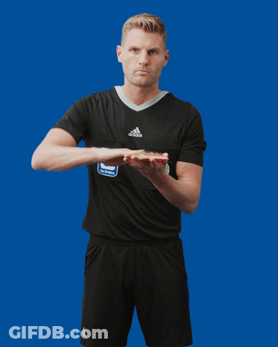 A Man In A Black Adidas Shirt Holds A Red Card GIF