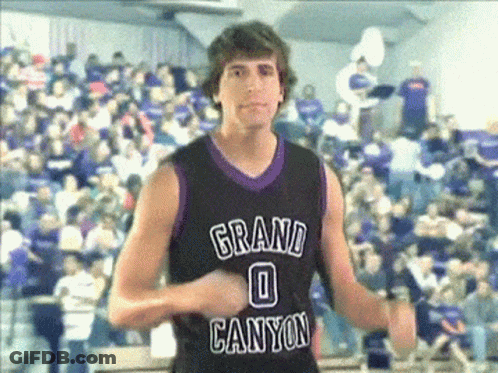 A Man In A Black And Purple Grand Canyon Basketball Jersey GIF