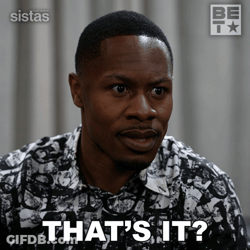 A Man In A Black And White Shirt Says That 'S It ' GIF