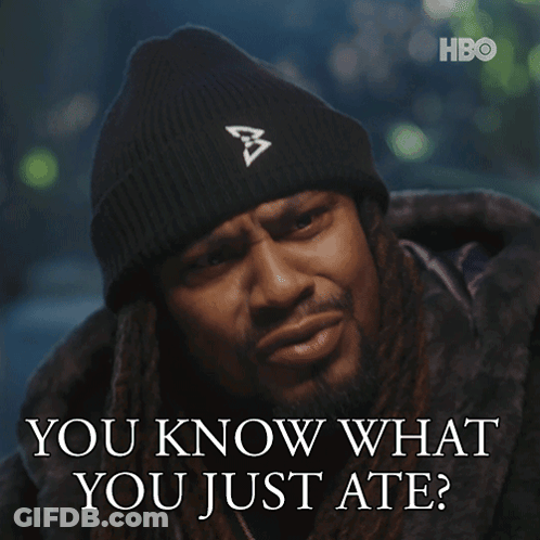 A Man In A Black Beanie Says You Know What You Just Ate GIF