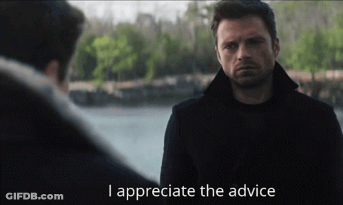 A Man In A Black Coat Says I Appreciate The Advice To Another Man GIF