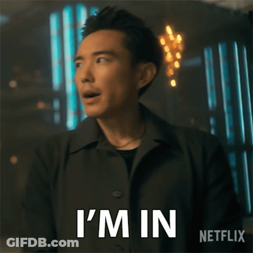 A Man In A Black Coat Says I 'M In Netflix GIF