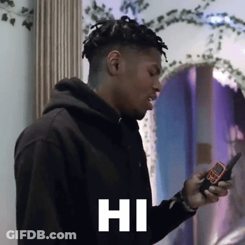 Man In Black Hoodie Holding Cell Phone With Hi GIF