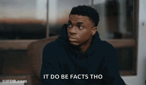 A Man In A Black Hoodie Is Sitting In A Chair And Says " It Do Be Facts Tho " GIF
