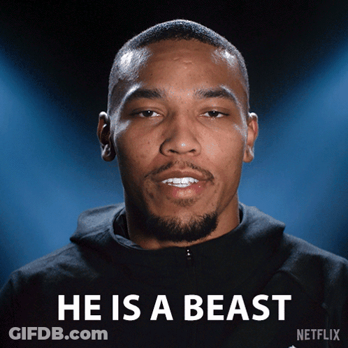 A Man In A Black Hoodie Says He Is A Beast On A Netflix Poster GIF