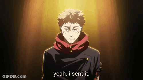 A Man In A Black Jacket And Red Scarf Is Standing In Front Of A Light And Says `` Yeah , I Sent It '' GIF