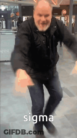 A Man In A Black Jacket Is Dancing With The Word Sigma Written Below Him GIF