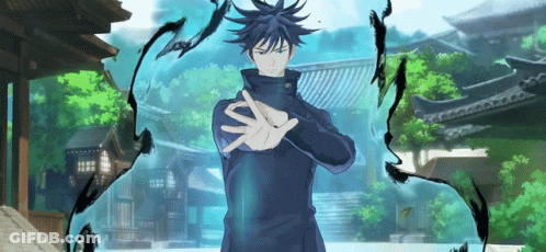A Man In A Black Jacket Is Standing In Front Of A Building And Trees GIF