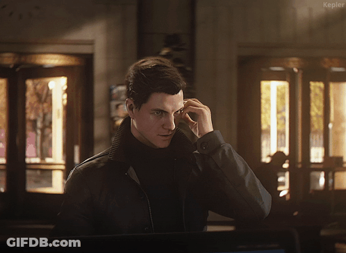 A Man In A Black Jacket Talking On A Cell Phone With The Word Kepler On The Bottom Right GIF
