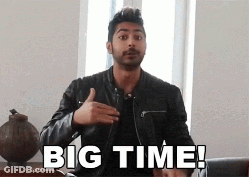 A Man In A Black Leather Jacket Says " Big Time " GIF