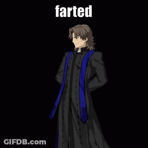 A Man In A Black Robe Is Holding A Plate Of Food And The Word Farted Is Above Him GIF