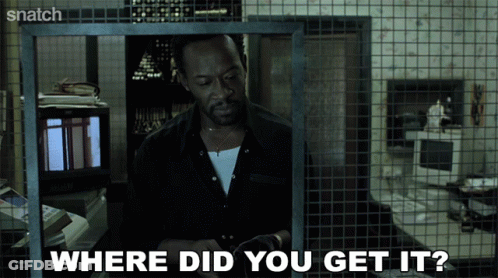 A Man In A Black Shirt Is Behind A Fence And Says Where Did You Get It GIF