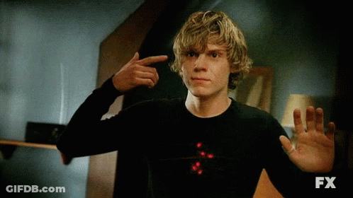 A Man In A Black Shirt Is Pointing At Himself And The Fx Logo Is Visible GIF