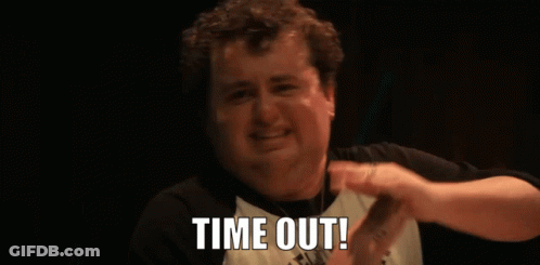 A Man In A Black Shirt Says Time Out GIF