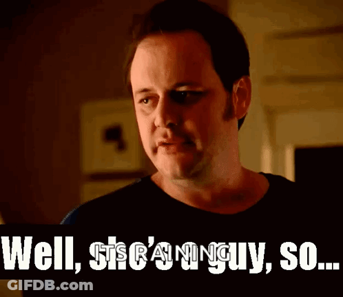 A Man In A Black Shirt Says Well , She 'S A Ninja Guy So ... GIF