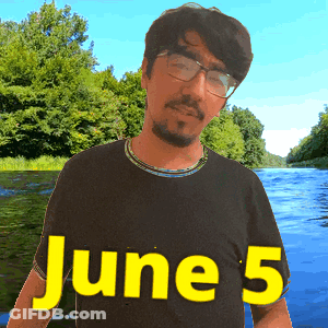 A Man In A Black Shirt With The Date June 5 GIF