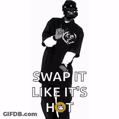 A Man In A Black Shirt With The Words Swap It Like It 'S Hot On It GIF